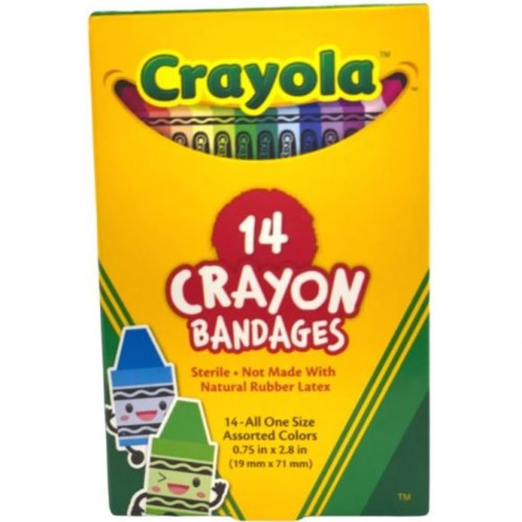 3 Boxes Crayola Crayon Bandages Sterile Asst Colors One Size Kids 14 Count Each - Picture 1 of 1